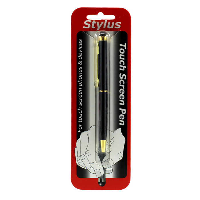 2 in 1 Slim Stylus Touch PEN with Writing PEN (Black)